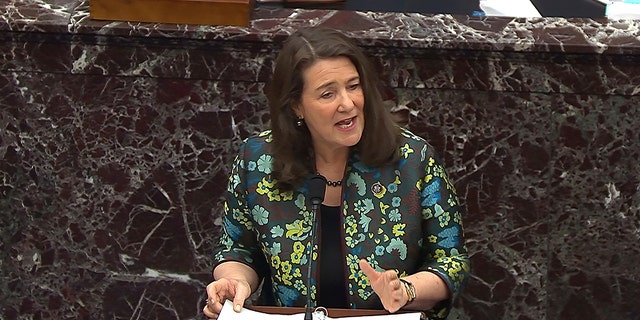 In this image from video, House impeachment manager Rep. Diana DeGette, D-Colo., speaks during the second impeachment trial of former President Donald Trump in the Senate at the U.S. Capitol in Washington, Thursday, Feb. 11, 2021. (Senate Television via AP)