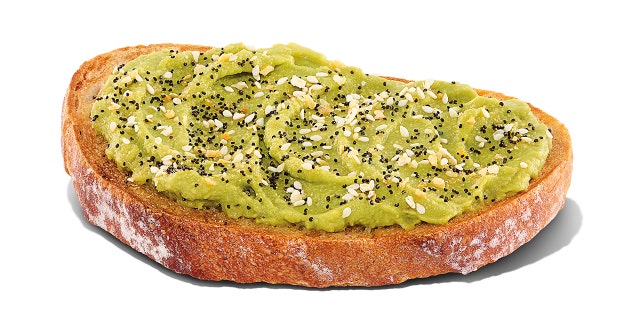 Dunkin's new avocado toast, topped with all the bagel seasoning.