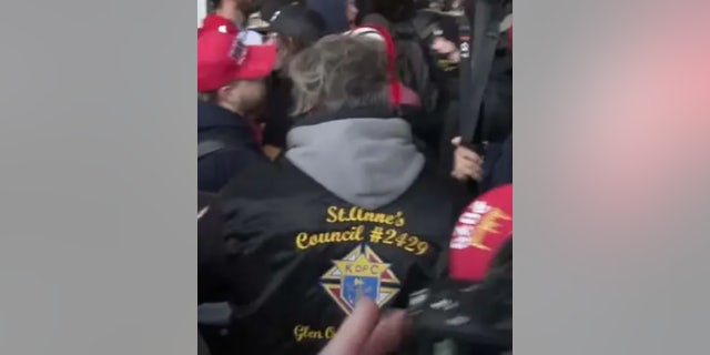 Grillo was seen wearing a Knights of Columbus jacket at the Capitol. (FBI)
