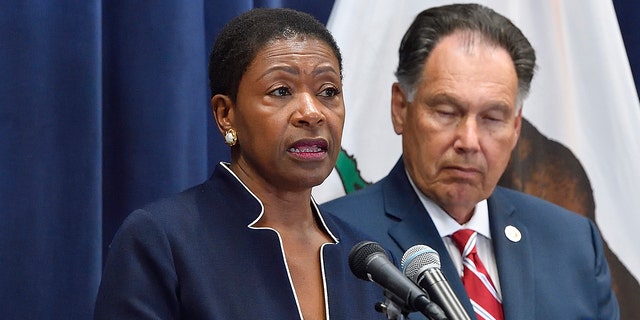 SANTA ANA, CA - AUGUST 21: Contra Costa District Attorney Diana Becton during a press conference about the Golden State Killer in Santa Ana, CA, on Tuesday, August 21, 2018. (Photo by Jeff Gritchen/Orange County Register via Getty Images)
