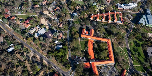 An aerial view of The Australian National University on April 17, 2020, in Canberra, Australia.