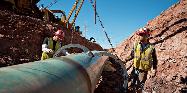 Workers in Oklahoma worked on the Keystone XL pipeline project in 2013.
