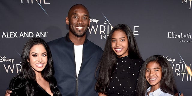 Vanessa Laine Bryant, former NBA player Kobe Bryant, Natalia Diamante Bryant, and Gianna Maria-Onore Bryant arrive at the world premiere of Disney's 'A Wrinkle in Time' at the El Capitan Theatre in Hollywood CA, February 26, 2018.  