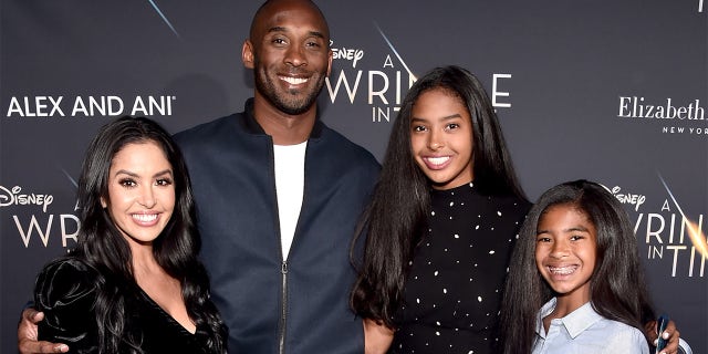 (L-R) Vanessa Laine Bryant, Kobe Bryant, Natalia Diamante Bryant, and Gianna Maria-Onore Bryant arrive at the world premiere of Disney's 'A Wrinkle in Time' at the El Capitan Theatre in Hollywood CA, February 26, 2018.