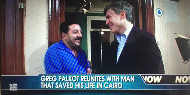Greg Palkot reuniting with man who gave him shelter.