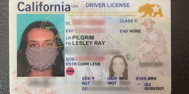 Leslie Pilgrim's new driver license shows her wearing a face mask, which have become the norm during the COVID-19 pandemic. (Leslie Pilgrim)