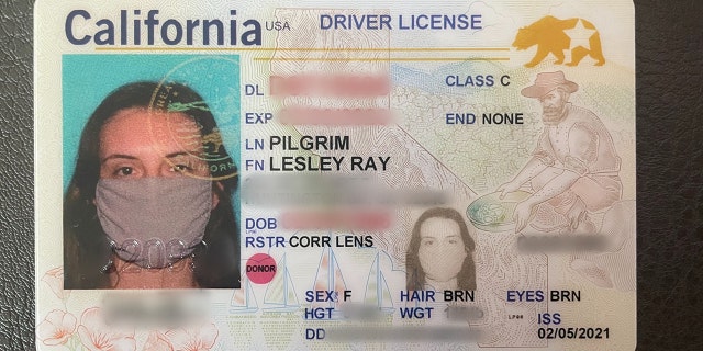 Leslie Pilgrim's new driver license shows her wearing a face mask, which have become the norm during the COVID-19 pandemic. (Leslie Pilgrim)