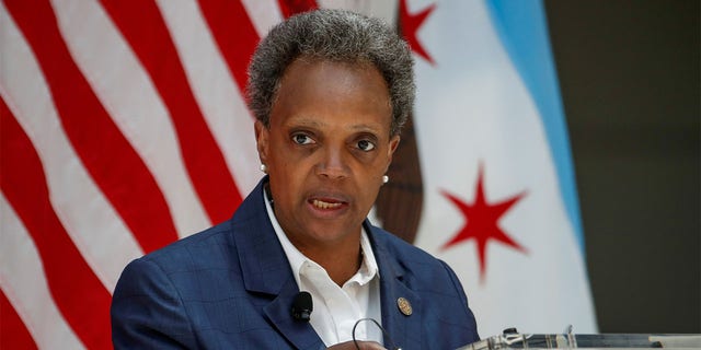 Chicago Mayor Lori Lightfoot speaks at the University of Chicago in July 2020. (Reuters)