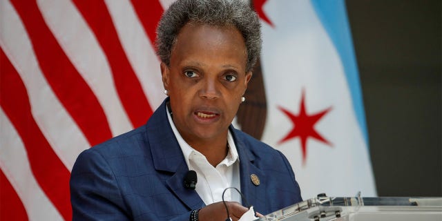 Chicago Mayor Lori Lightfoot speaks at the University of Chicago in July 2020. (Reuters)