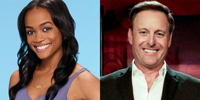 'Bachelor' host Chris Harrison (right) conducted an interview with former 'Bachelorette' Rachel Lindsay (left) that received a great deal of backlash over his comments regarding a contestant who attended an 'Old South' antebellum-themed party at a plantation in 2018. 