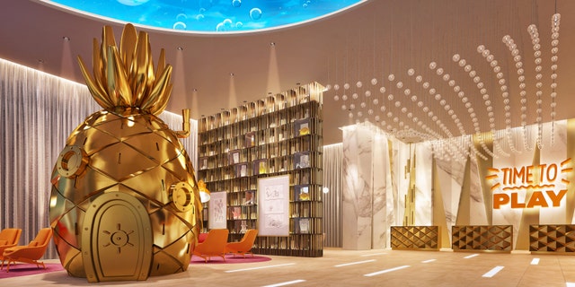 The Nickelodeon Hotels & Resorts Riviera Maya will be opening in June. A rendering of the resort’s main lobby is pictured.