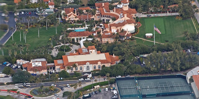 Mar-a-Lago in Palm Beach is seen from a window of the plane as President Donald Trump and first lady Melania Trump (not pictured) travel to Palm Beach International Airport, Florida, on Jan. 20, 2021.