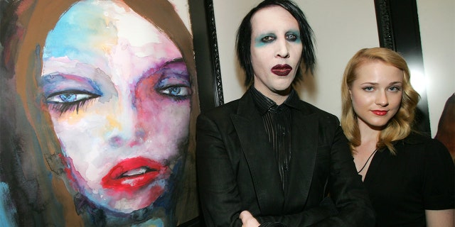 Actress Evan Rachel Wood (right) accused rocker Marilyn Manson (left) of "horrifically abusing" her. The two were engaged in 2010.