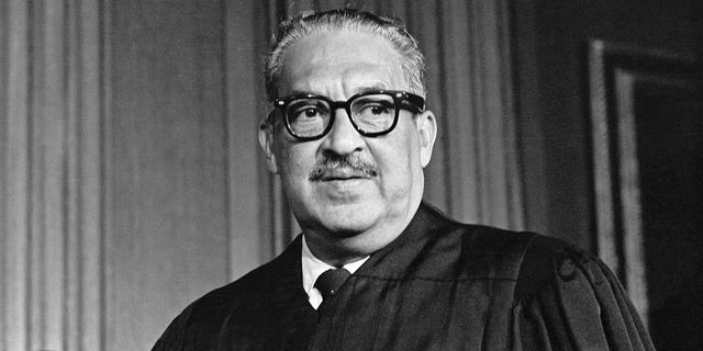 Thurgood Marshall takes his seat as the first Black member of the United States Supreme Court.