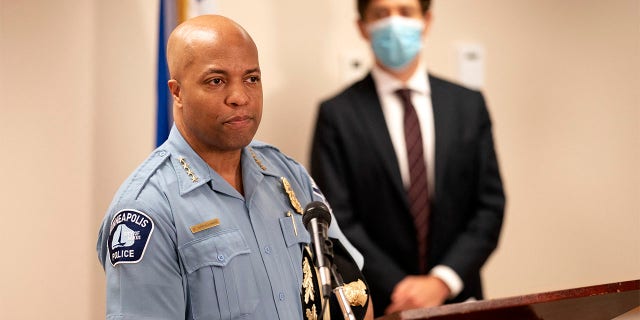 Police Chief Medaria Arradondo, left, and Mayor Jacob Frey in a file image. 