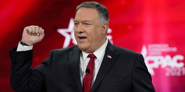 70th United States Secretary of State Mike Pompeo speaks at the Conservative Political Action Conference (CPAC) Saturday, Feb. 27, 2021, in Orlando, Fla. (AP Photo/John Raoux)