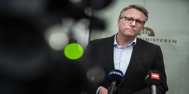 Acting Minister of Finance Morten Boedskov faces the media at the Ministry of Finance in Copenhagen, Wednesday Feb. 3, 2021. 