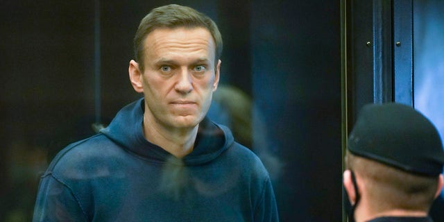 The Russian state penitentiary service said Monday a decision has been made to transfer imprisoned Russian opposition leader Alexei Navalny, who is in the third week of a hunger strike, to a hospital. (Moscow City Court via AP)