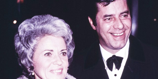 Patti Lewis (left), the first wife of actor Jerry Lewis (right), has died at the age of 99. (Photo by INDIVISION CZAP/Gamma-Rapho via Getty Images)