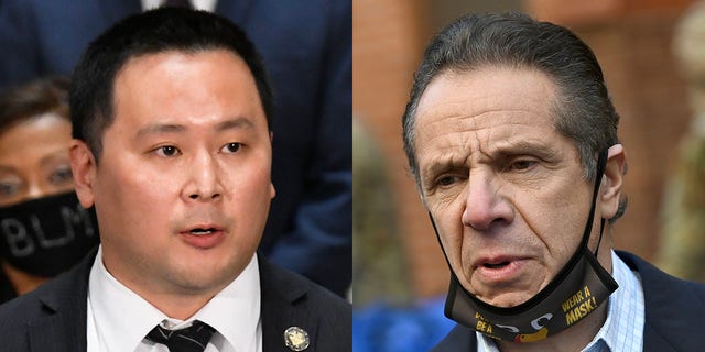 New York state Assemblyman Ron Kim, left, has been a vocal critic of embattled New Yorkl Gov. Andrew Cuomo (AP/ Reuters)