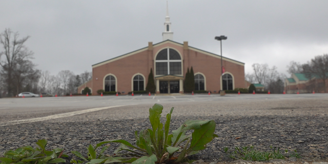 The parking lot at Bearean Christian Church in Stone Mountain, GA sits empty during the coronavirus pandemic. (Jayla Whitifeld/Fox News)