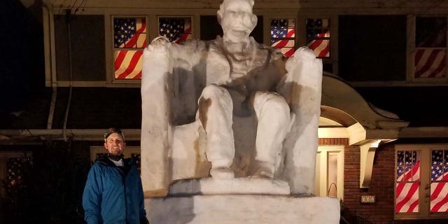 Robert Schott has built epic snow sculptures on the front lawn of his Cranford home for years.