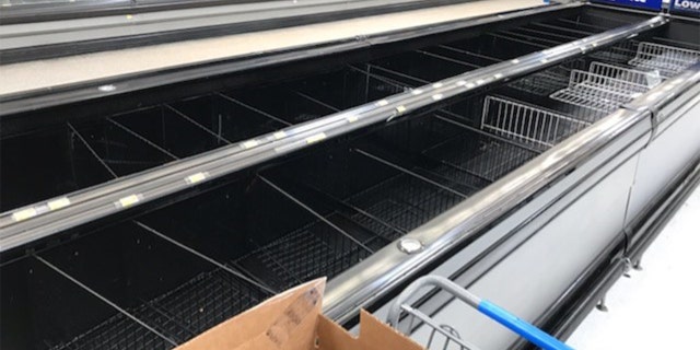 Empty shelves in a Walmart near San Antonion.