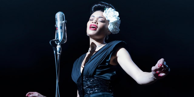Andra Day stars as Billie Holiday in 'The United States vs. Billie Holiday' on Hulu and received a Golden Globe for her performance. (Takashi Seida/Hulu)