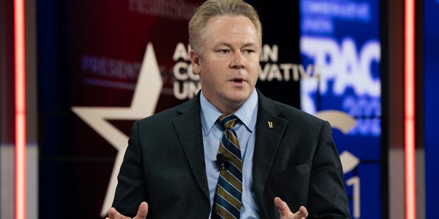 Rep. Warren Davidson, R-Ohio, speaks at the Conservative Political Action Conference (CPAC) on Saturday, Feb. 27. Davidson told Fox News he is considering a run for Ohio governor in 2022. Incumbent Republican Gov. Mike DeWine is eligible for reelection. (Getty)