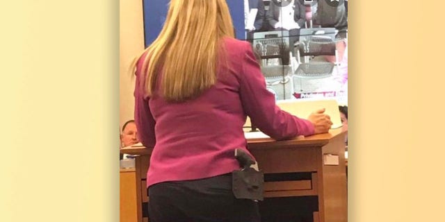 Amanda Chase presents a bill in the State Senate in 2019. (Courtesy of the Chase campaign)
