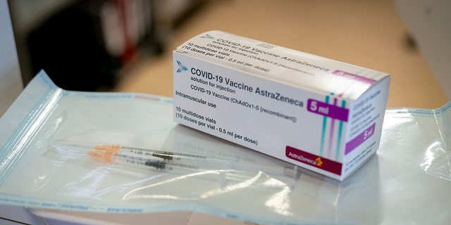 Syringes and a package with the vaccine from AstraZeneca are ready and waiting at the fourth vaccination center in Berlin at Tegel Airport, Germany, Wednesday, Feb.10, 2021.