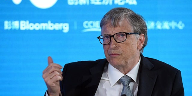 Bill and Melinda Gates Foundation Chairman Bill Gates speaks during the New Economy Forum, Nov. 21, 2019, in Beijing, China.