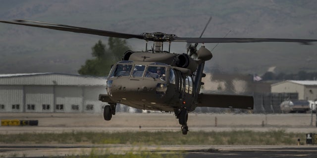 A UH-60M Black Hawk helicopter arrives at Gowen Field Air National Guard Base in Boise, Idaho, in June 2020. One of the Idaho National Guard's Black Hawk helicopters crashed Tuesday night, killing three pilots onboard, officials say. (Photo by Thomas Alvarez/Idaho Army National Guard)
