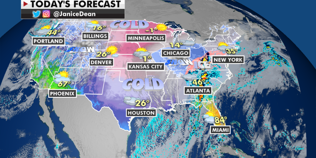 The national forecast for Monday, Feb. 15. (Fox News)