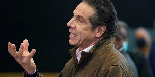 New York Gov. Andrew Cuomo speaks at a vaccination site in the Brooklyn borough of New York, on Feb. 22, 2021. (SETH WENIG/POOL/AFP via Getty Images)