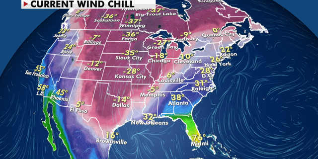 Current wind chill conditions around the U.S. (Fox News)