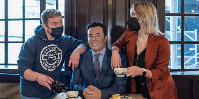 Jimmy Fallon's wax figure has a seat at the table at Peter Luger in Brooklyn. (Madame Tussauds)
