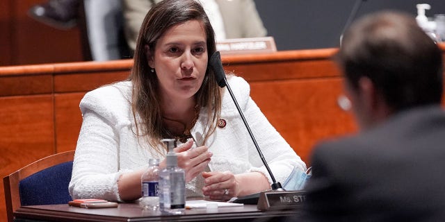 Rep. Elise Stefanik, R-N.Y., questions Secretary of Defense Mark Esper during a House Armed Services Committee hearing on July 9, 2020 in Washington, DC. Stefanik is the favorite to replace Rep. Liz Cheney, R-Wyo., as the House GOP conference chair. (Photo by Greg Nash-Pool/Getty Images)