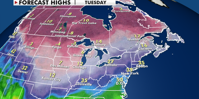 Forecast high temperatures for next week. (Fox News)