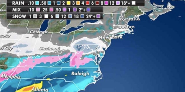 Estimated precipitation totals through Friday. (Fox News)