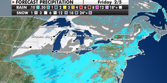 Expected precipitation totals through Friday. (Fox News)