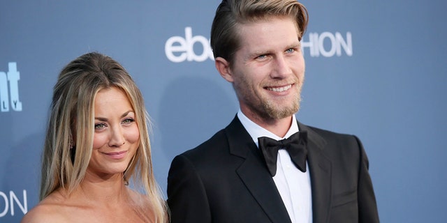 Golden Globes nominee Kaley Cuoco in tears as husband Karl Cook surprises her ahead of award show