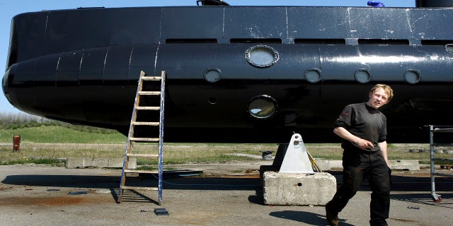 This 2008 file photo, shows Peter Madsen and his submarine. Madsen was sentenced to 21 months Tuesday for his attempt to escape from a suburban Copenhagen prison last year during which he threatened prison staff and police with a fake gun and fake explosives. (AP)