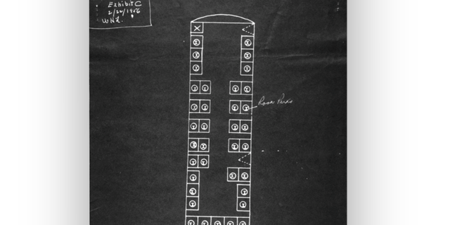 This outline of the bus was used during the trial. Parks was convicted under city law, but while her case was being appealed, a district court ruled that bus segregation was unconstitutional.