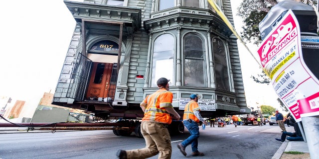 The house, built in 1882, was moved to a new location about six blocks away to make room for a condominium development. (AP)