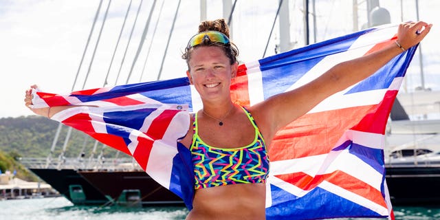 Stepping ashore, Harrison told reporters the first thing that she wanted was "definitely food."