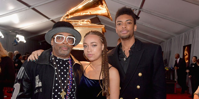 Director Spike Lee and his children Satchel Lee and Jackson Lee.