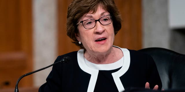 Sen. Susan Collins, R-Maine, speaks during a 2020 Senate Committee on Health, Education, Labor and Pensions hearing. (ALEX EDELMAN/POOL/AFP via Getty Images)