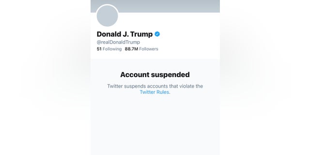 A screengrab of former President Trump's suspended Twitter page.