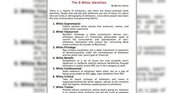 Northwestern University associate professor Barnor Hesse presents an "ethnography of whiteness" in the ranking list.